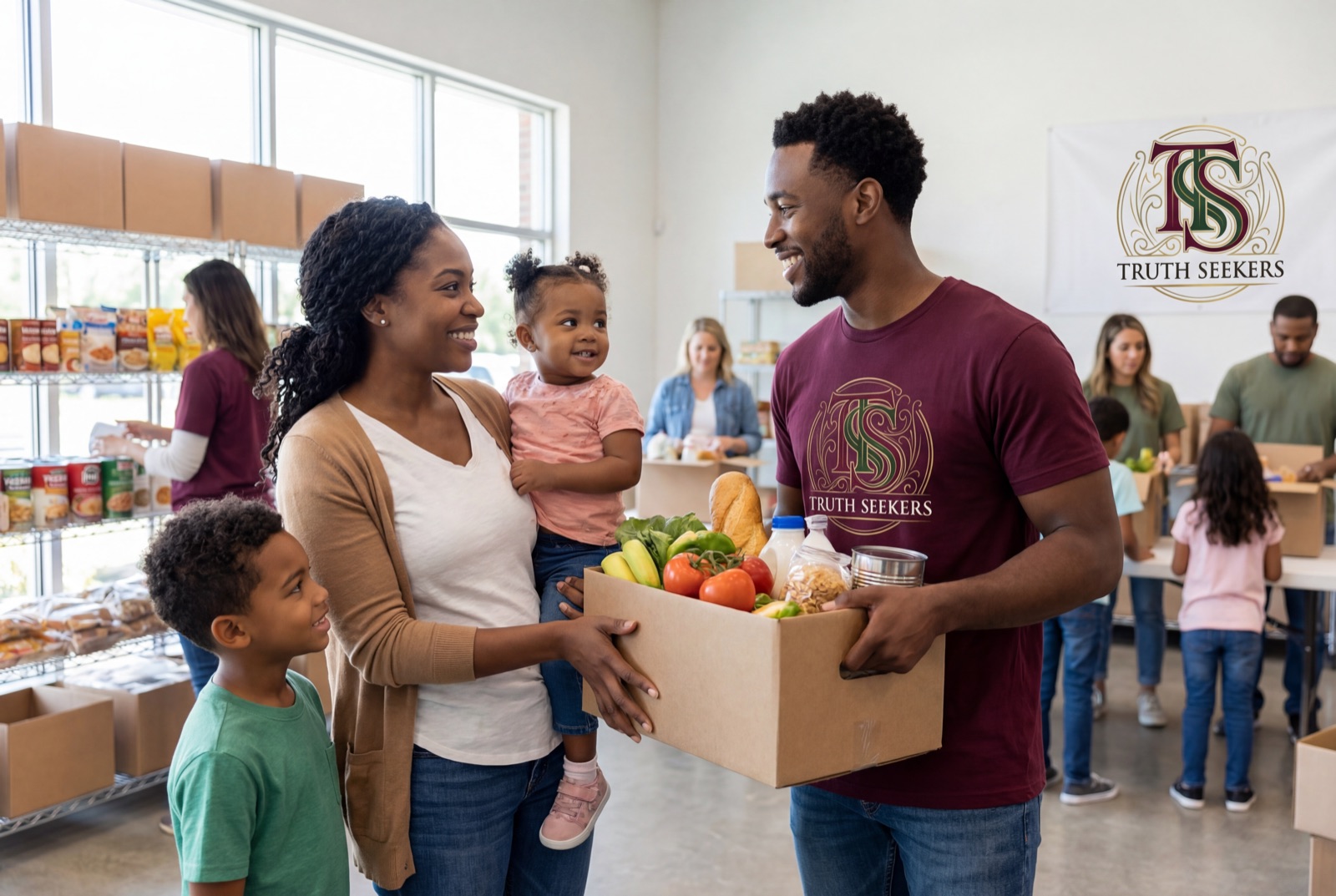HARVEST family receiving food