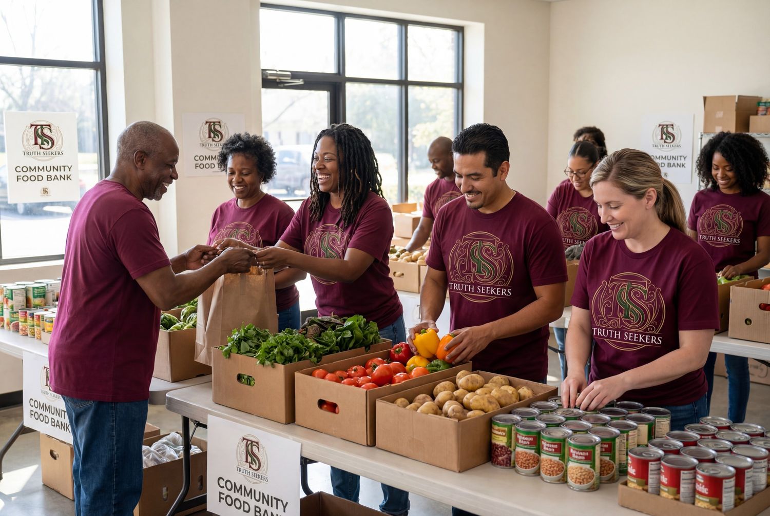 HARVEST Food Bank volunteers distributing food